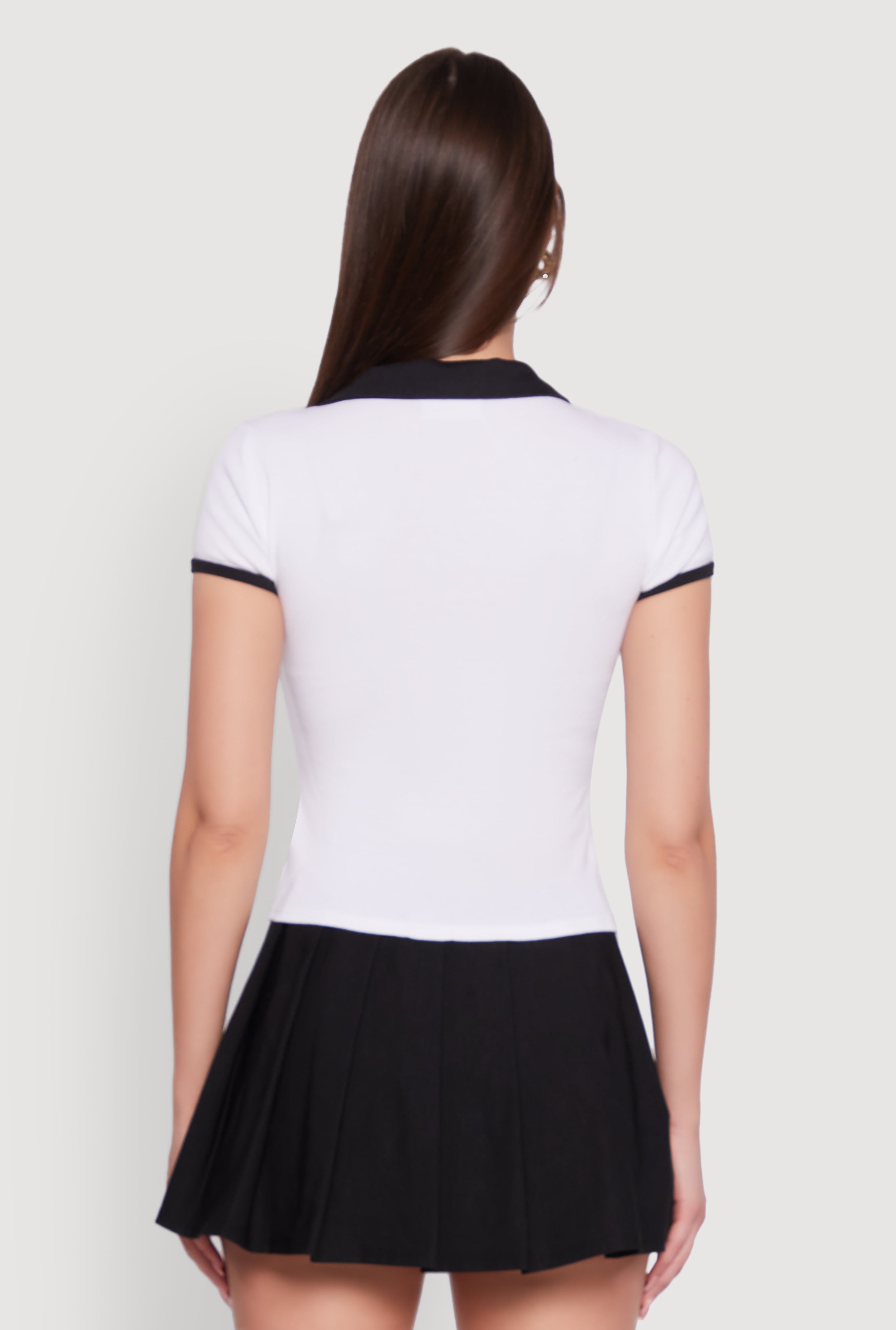 Patch Graphic Contrast Trim Polo Top