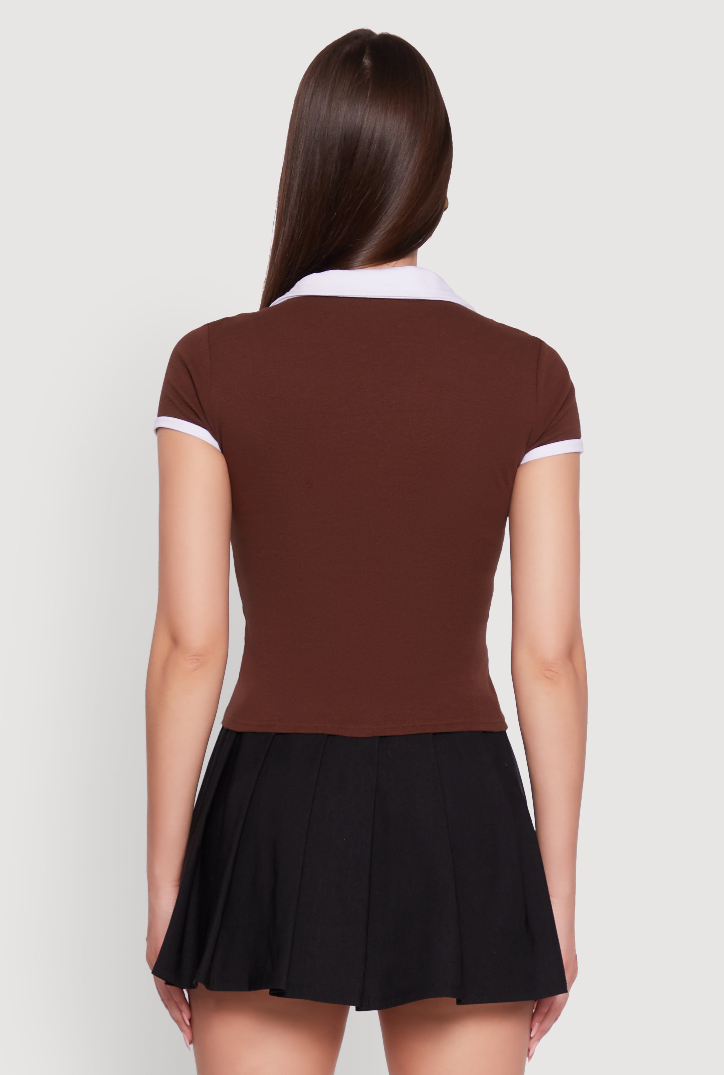 Patch Graphic Contrast Trim Polo Top