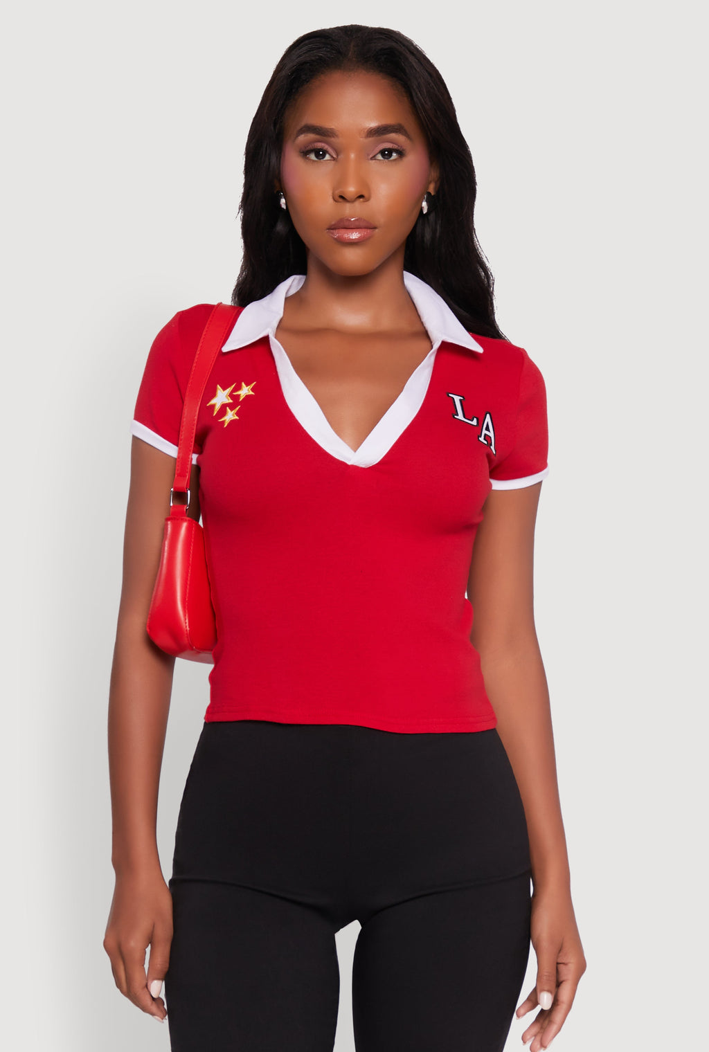 Patch Graphic Contrast Trim Polo Top