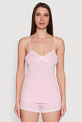 Rib Knit Lace Trim Pajama Set