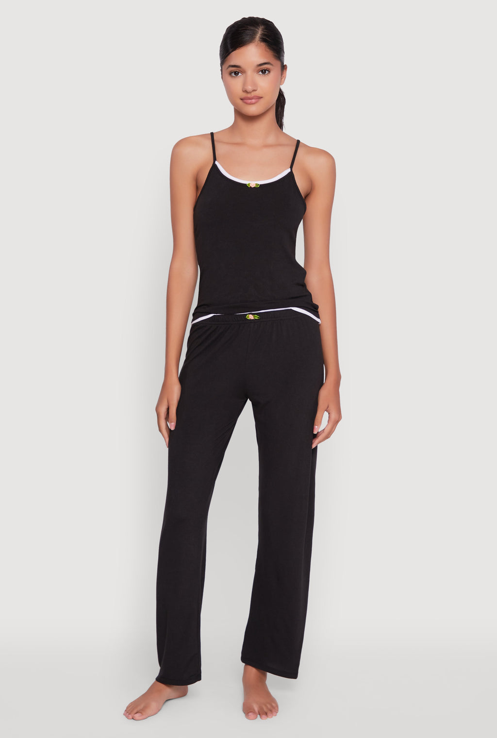 Contrast Trim Pajama Cami and Pants
