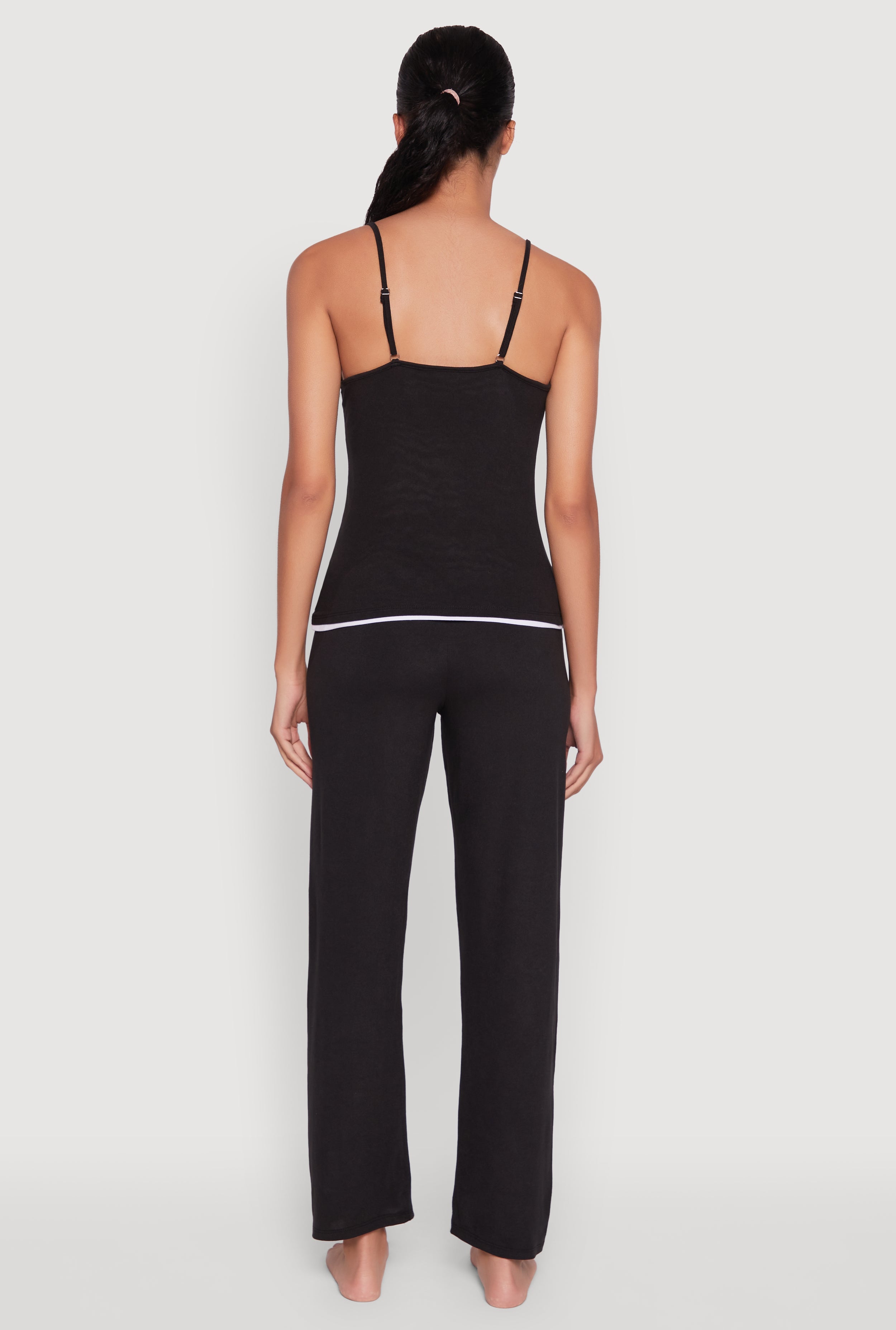Contrast Trim Pajama Cami and Pants