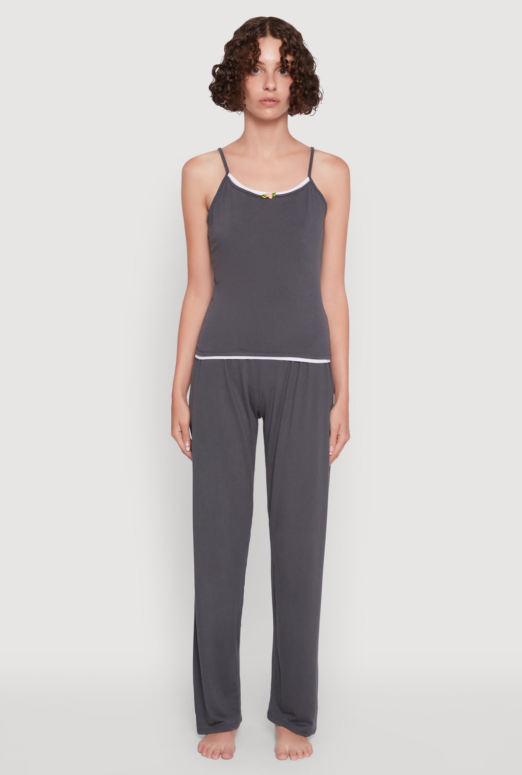 Contrast Trim Pajama Cami and Pants