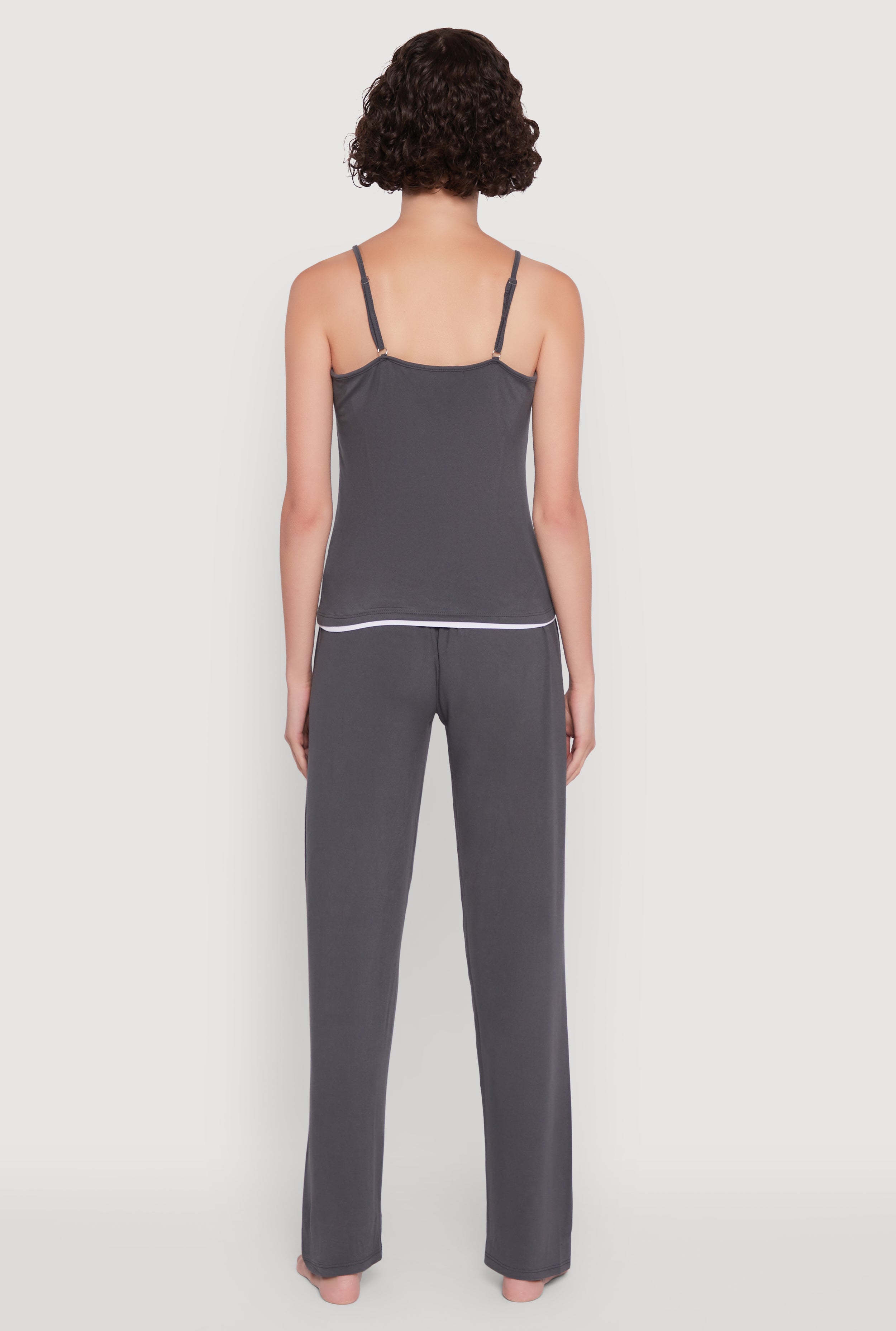 Contrast Trim Pajama Cami and Pants