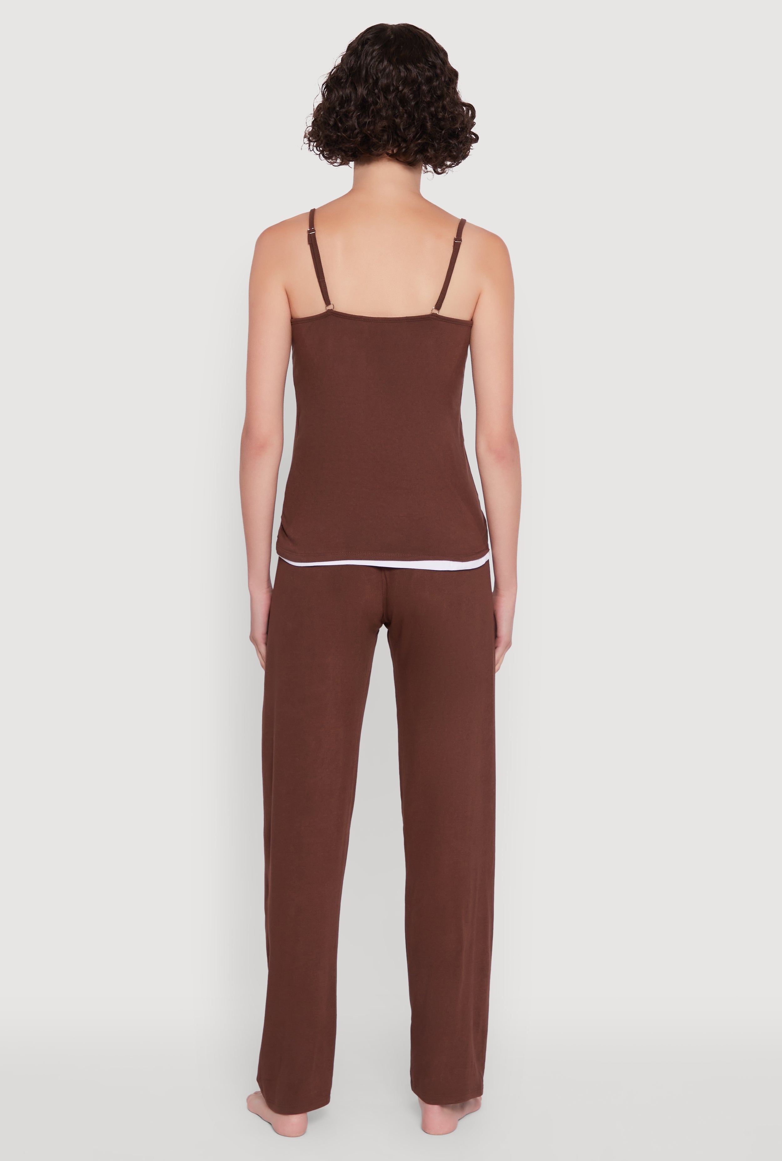 Contrast Trim Pajama Cami and Pants