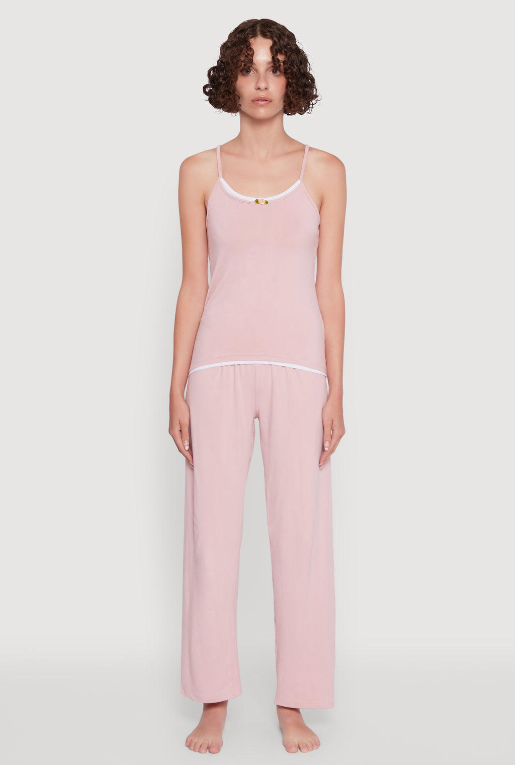 Contrast Trim Pajama Cami and Pants