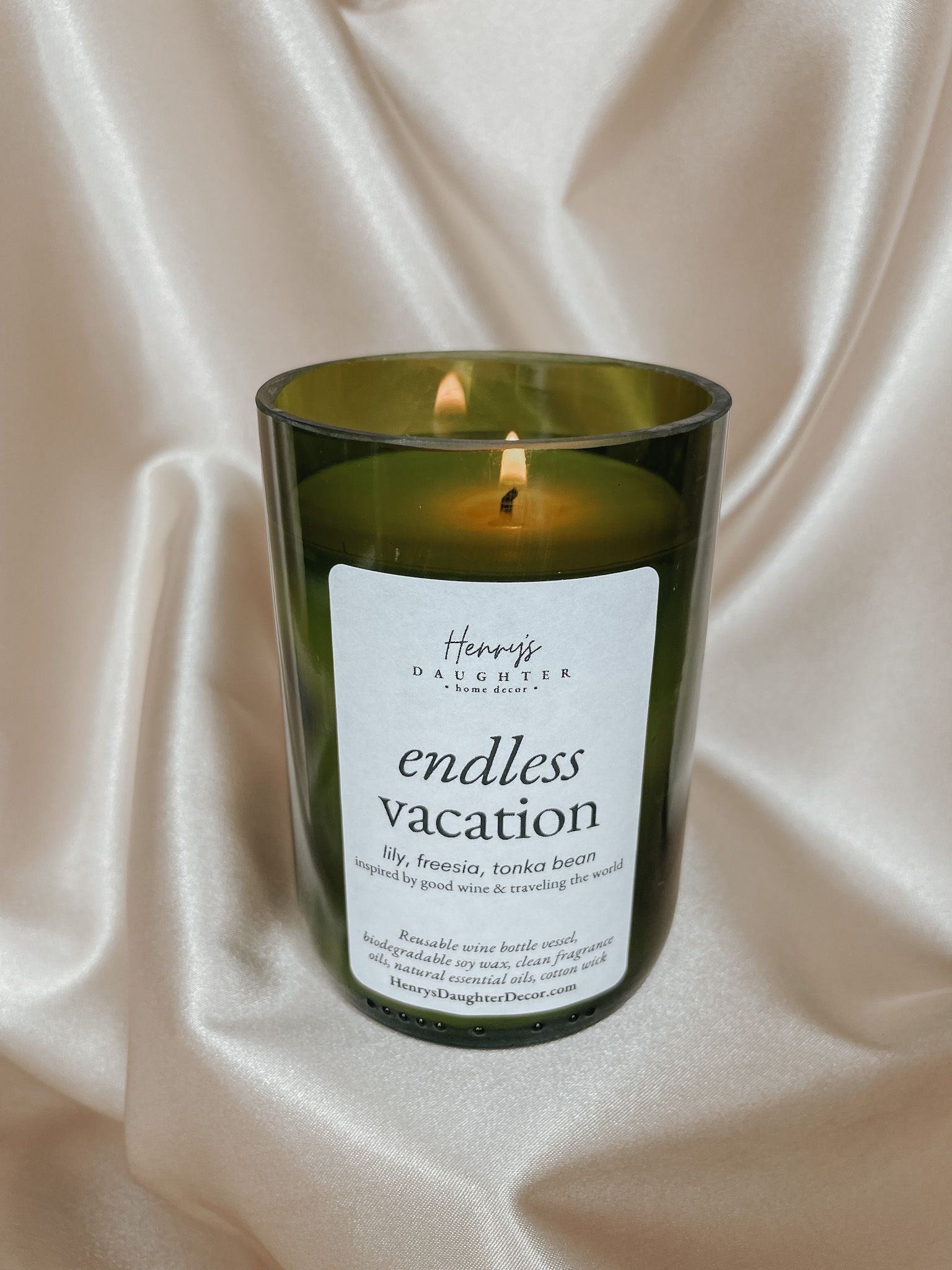 Endless Vacation Wine Bottle Candle