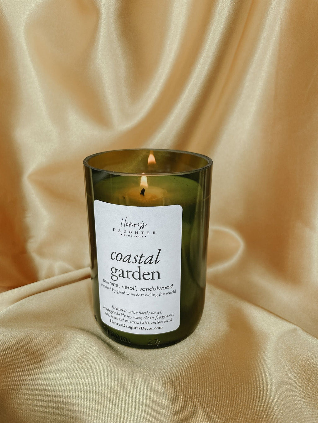 Coastal Garden Wine Bottle Soy Candle
