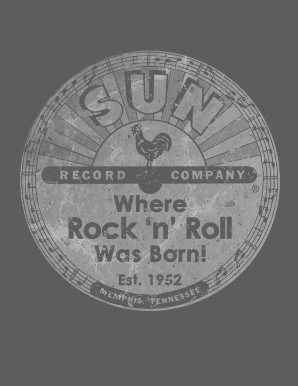 Sun Records Distressed Logo Men's Tee in Charcoal