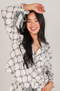 FINAL SALE - Peaceful Mornings Black Bow Pajama Top