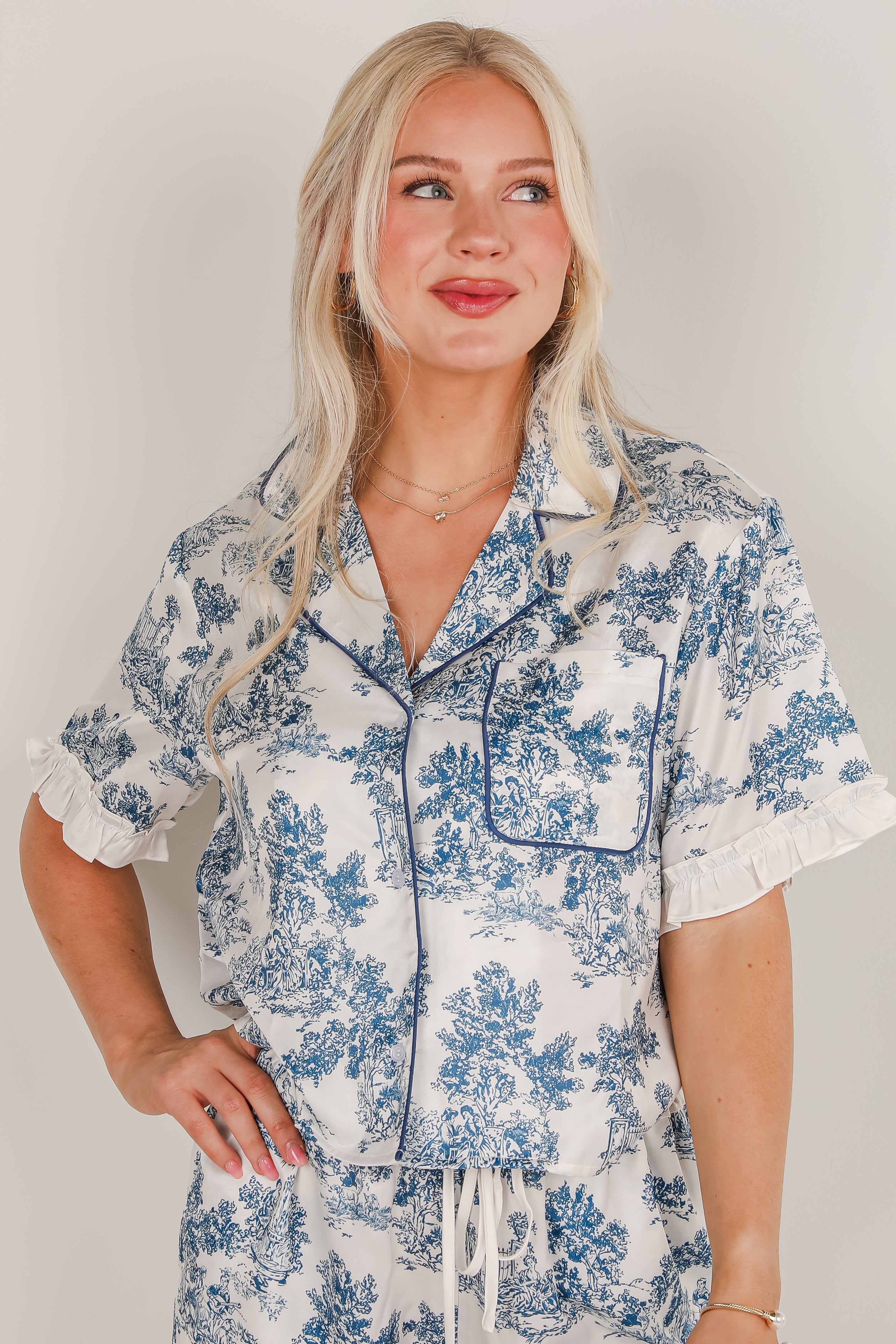 FINAL SALE - Dreamy Days Blue Pajama Top