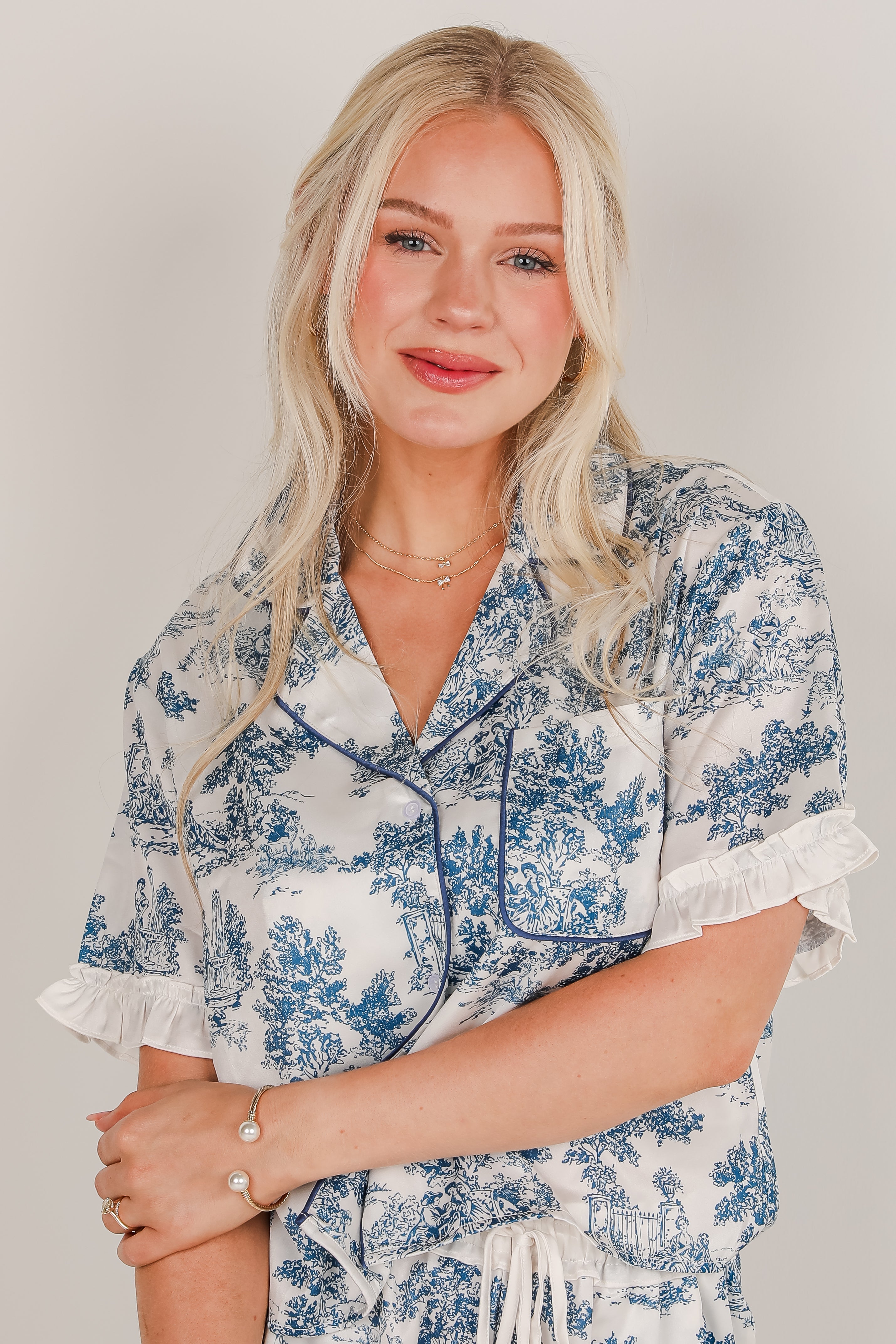 FINAL SALE - Dreamy Days Blue Pajama Top