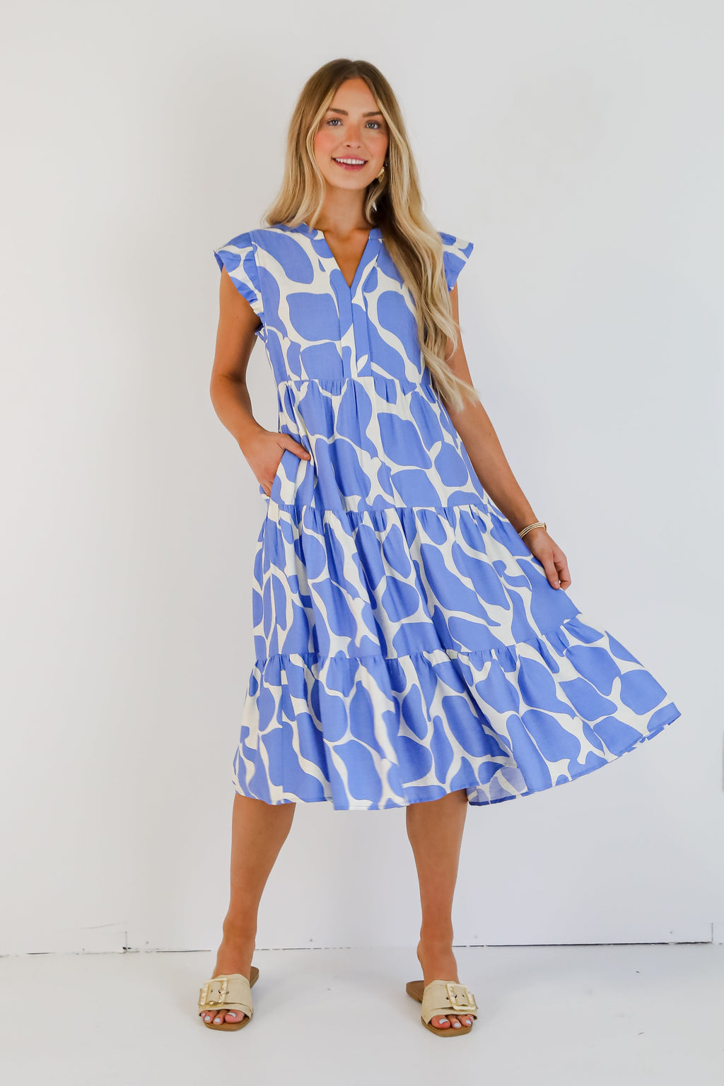 Sweetness And Sunshine Blue Tiered Midi Dress