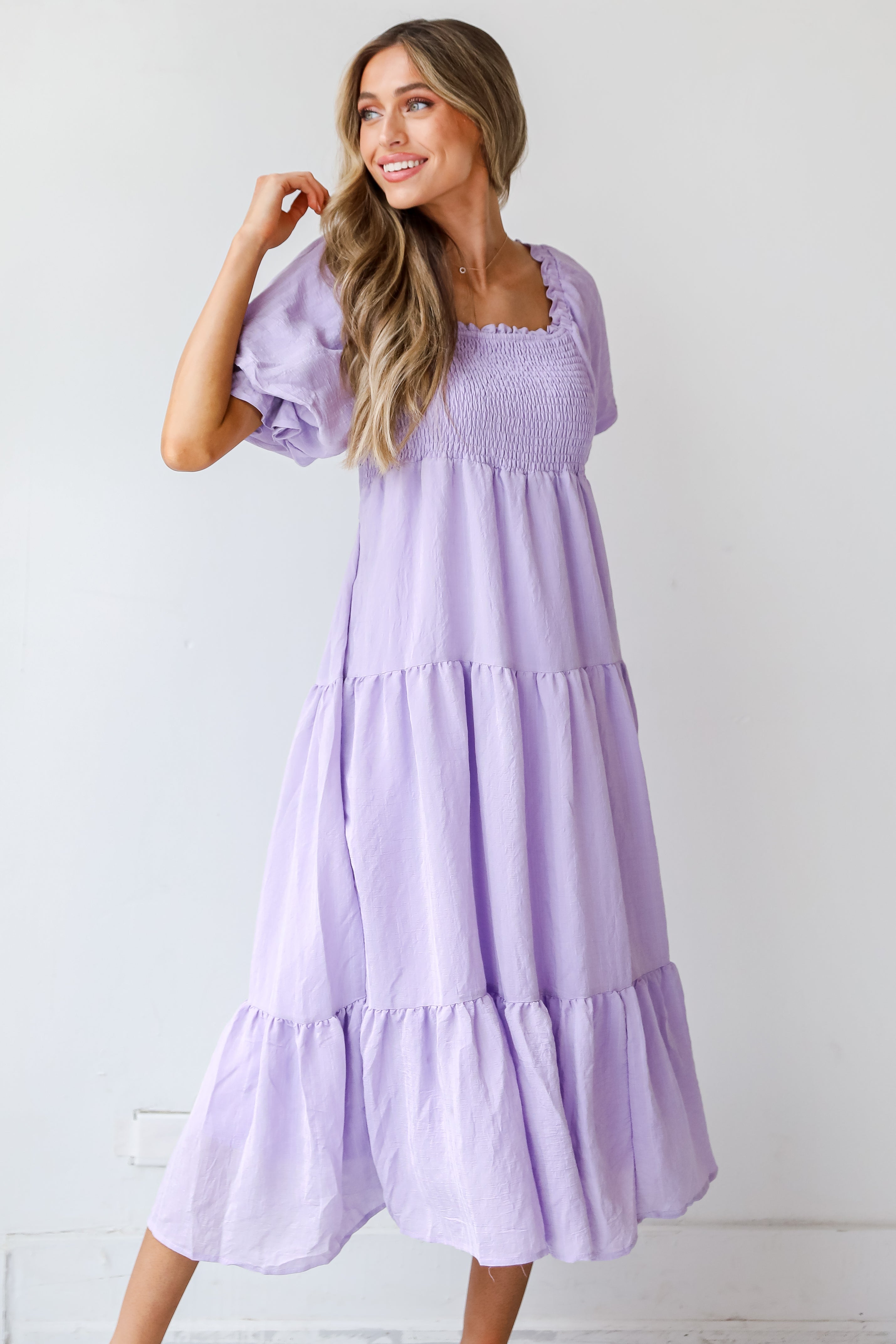 Lovely Sweetheart Tiered Midi Dress