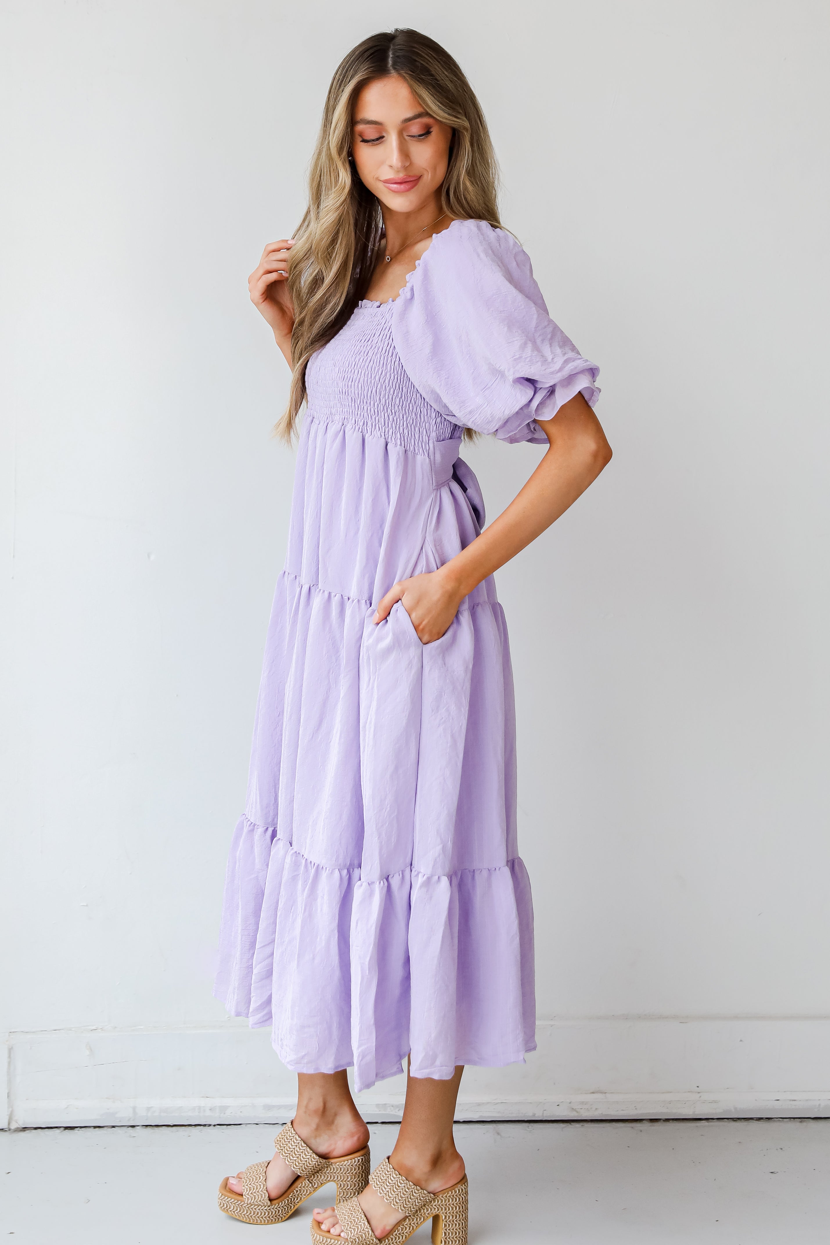 Lovely Sweetheart Tiered Midi Dress