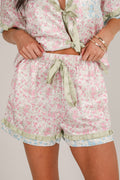 FINAL SALE - Sleep On My Side Pink Color Block Floral Pajama Shorts