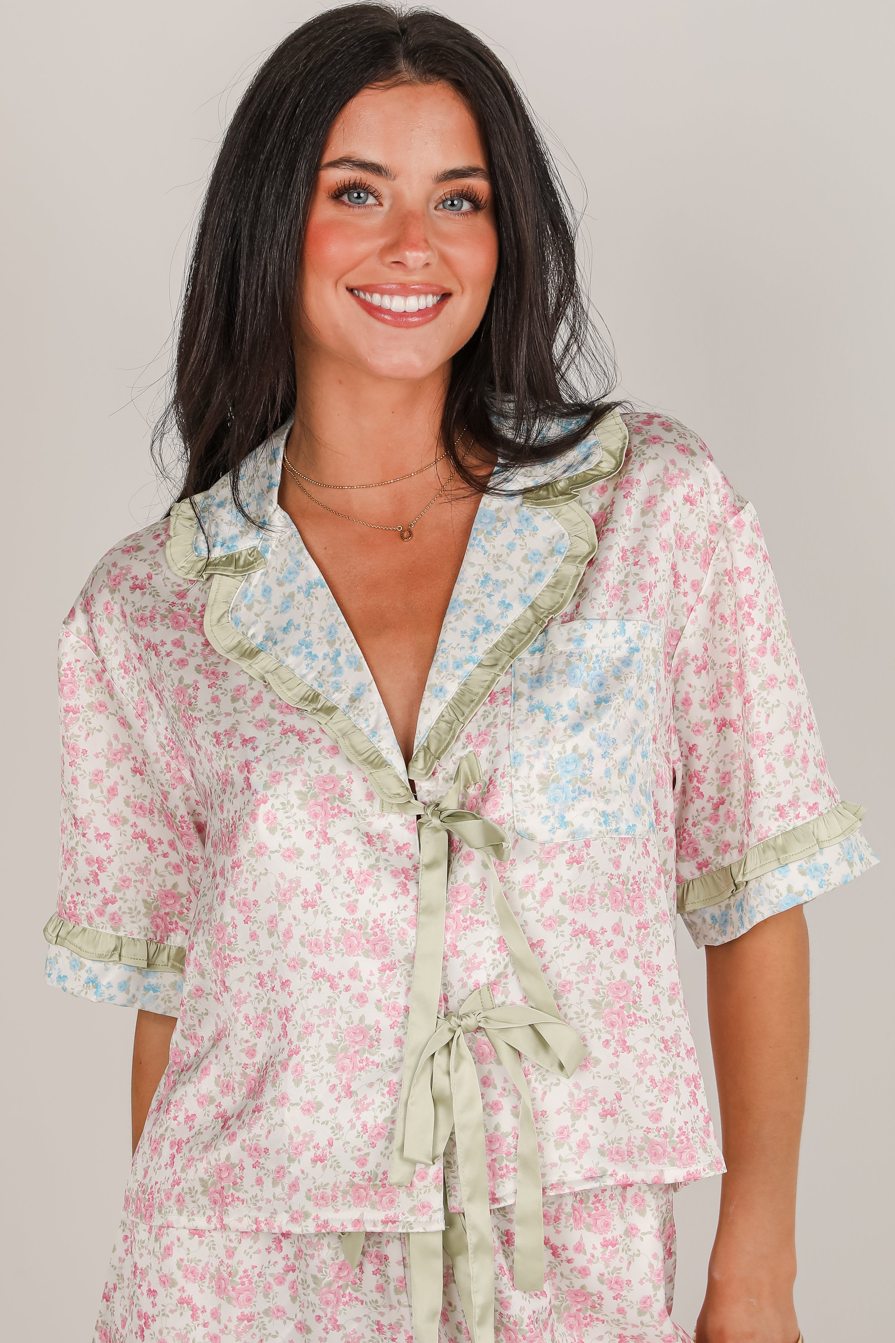 FINAL SALE - Sleep On My Side Pink Color Block Floral Pajama Top
