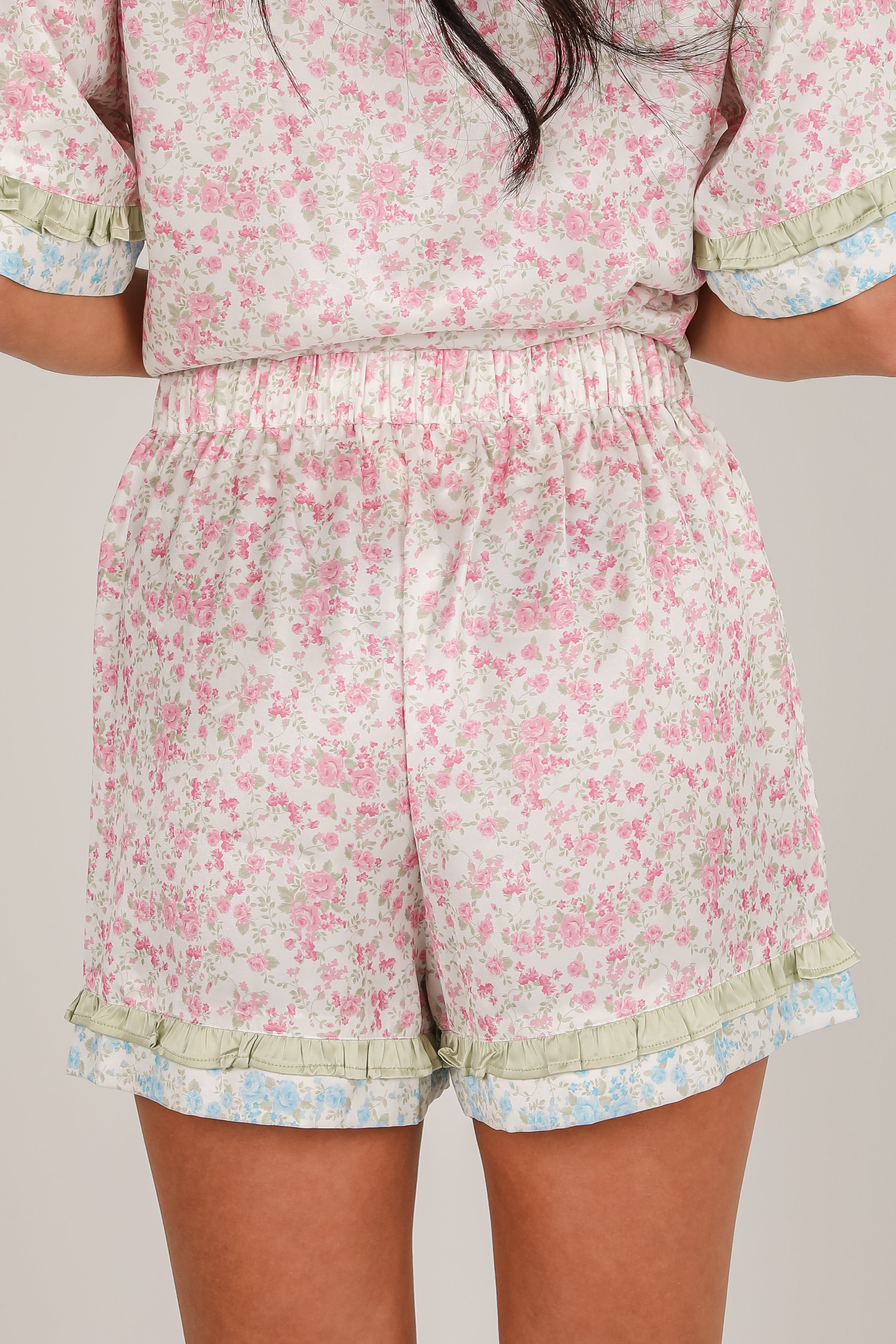 FINAL SALE - Sleep On My Side Pink Color Block Floral Pajama Shorts