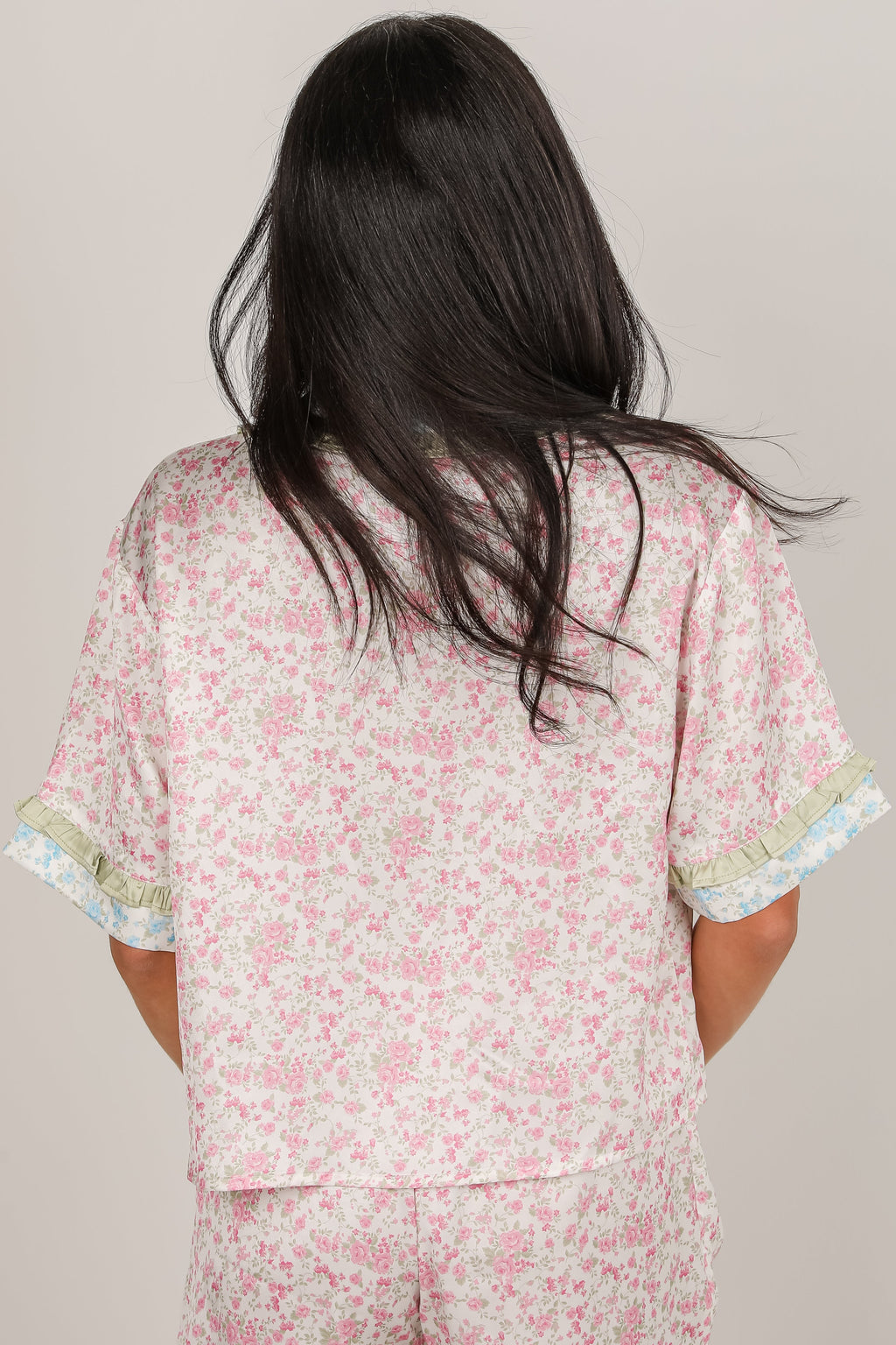 FINAL SALE - Sleep On My Side Pink Color Block Floral Pajama Top