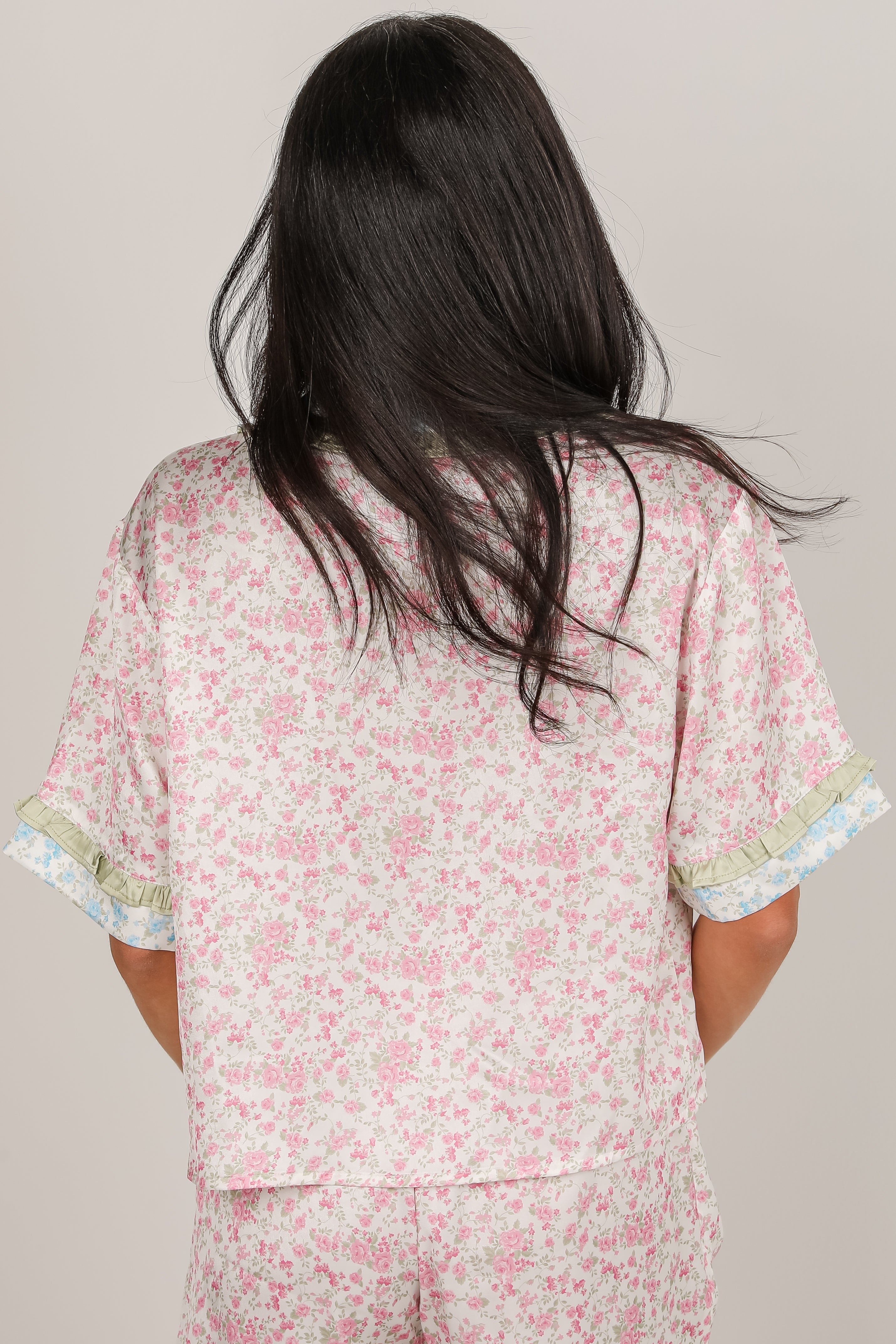 FINAL SALE - Sleep On My Side Pink Color Block Floral Pajama Top