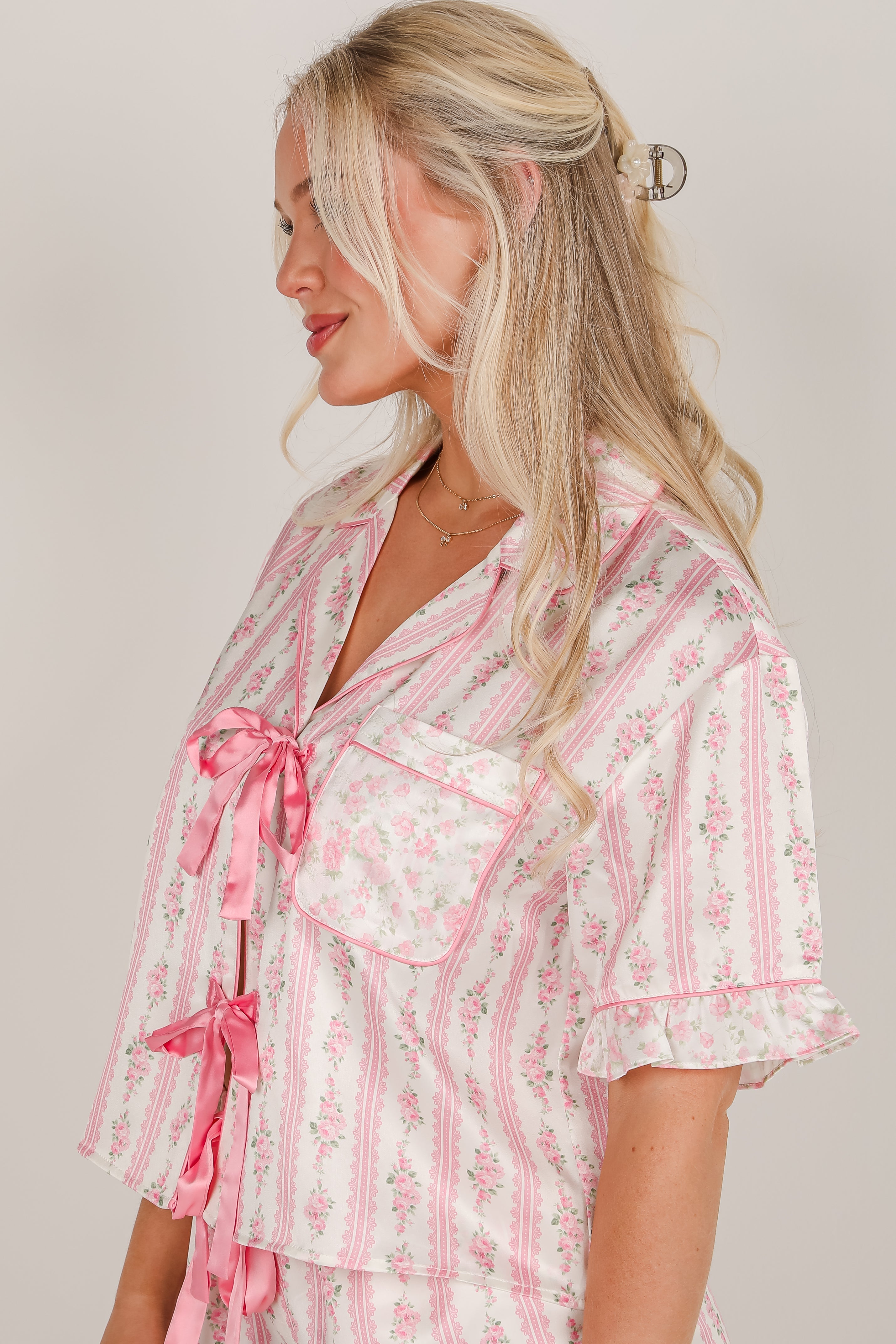 FINAL SALE - What A Dream Pink Floral Pajama Top