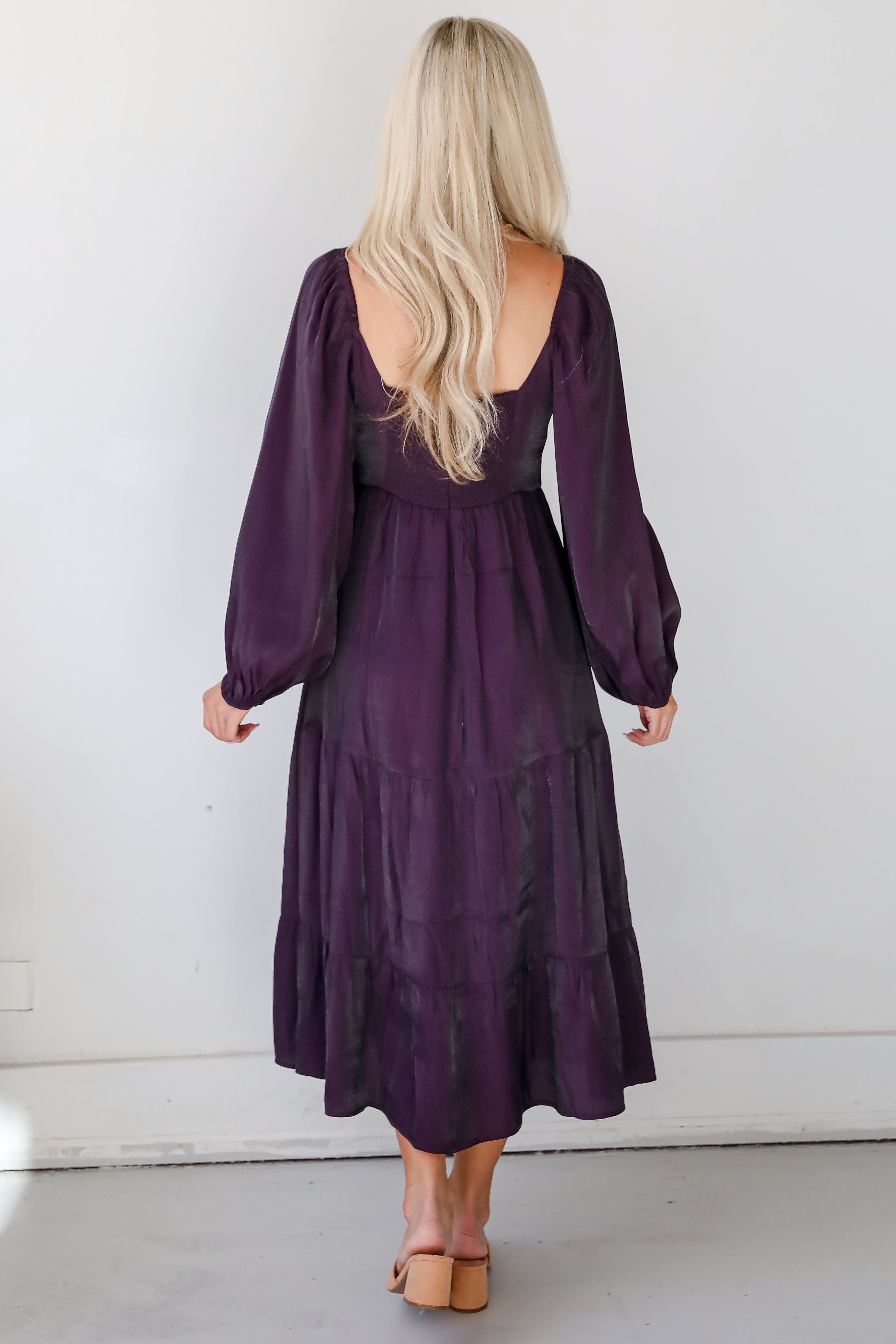 FINAL SALE - Exquisite Marvel Plum Tiered Midi Dress
