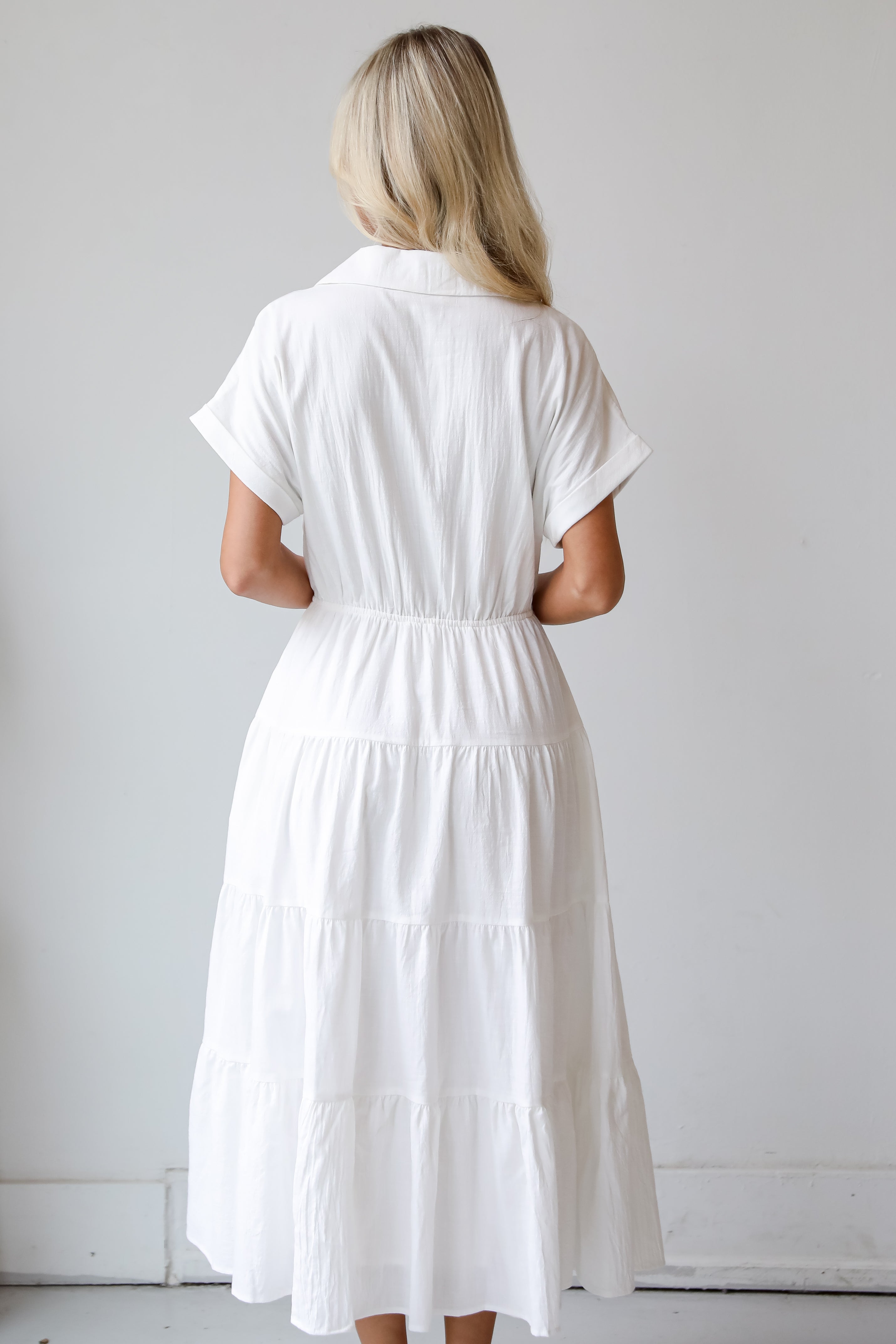 FINAL SALE - Summer Standard Off White Tiered Midi Dress