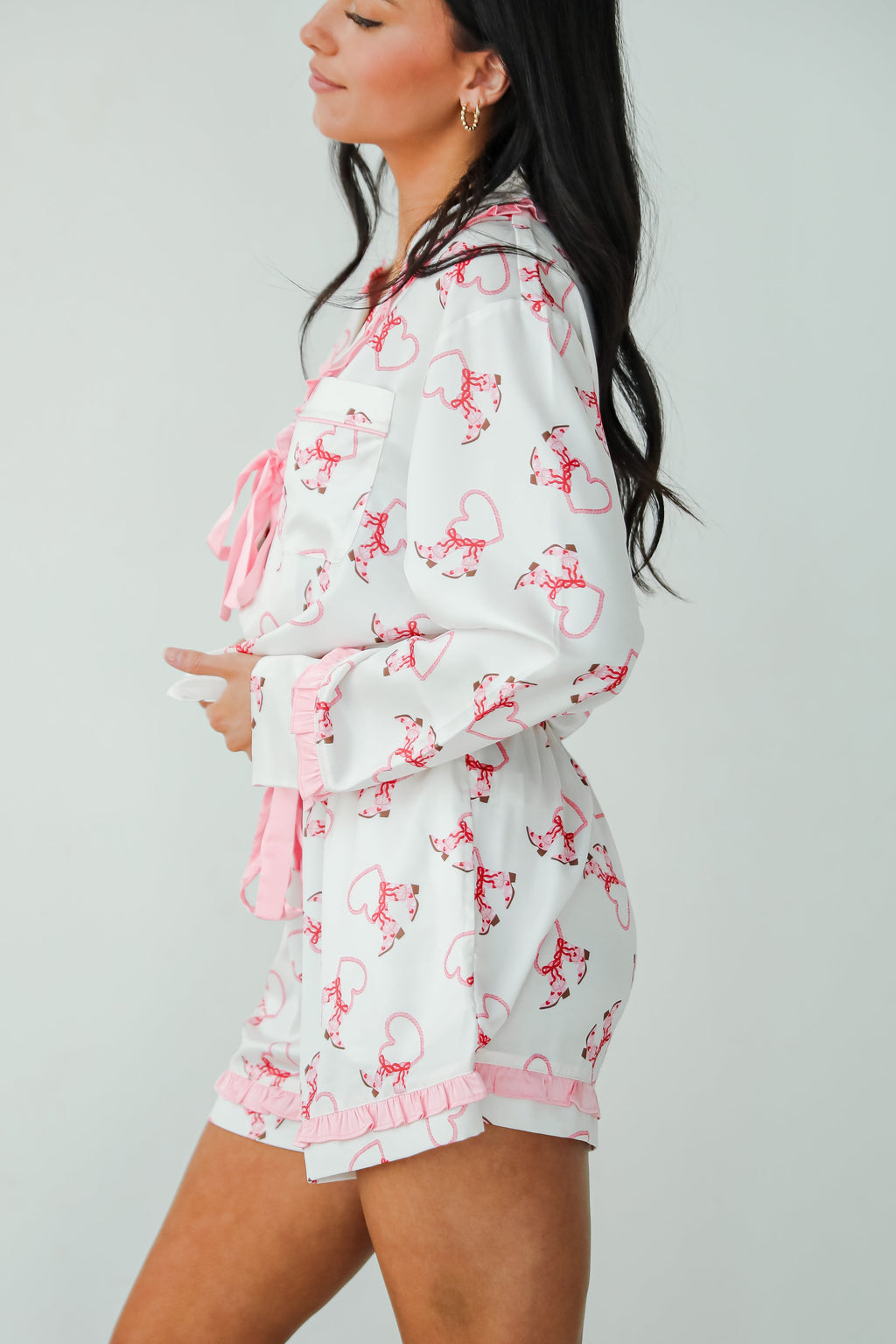 FINAL SALE - Slumber Party White Western Heart Pajama Shorts