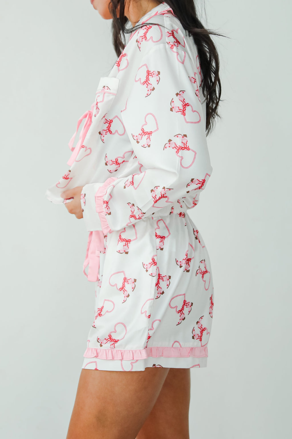 FINAL SALE - Slumber Party White Western Heart Pajama Shorts