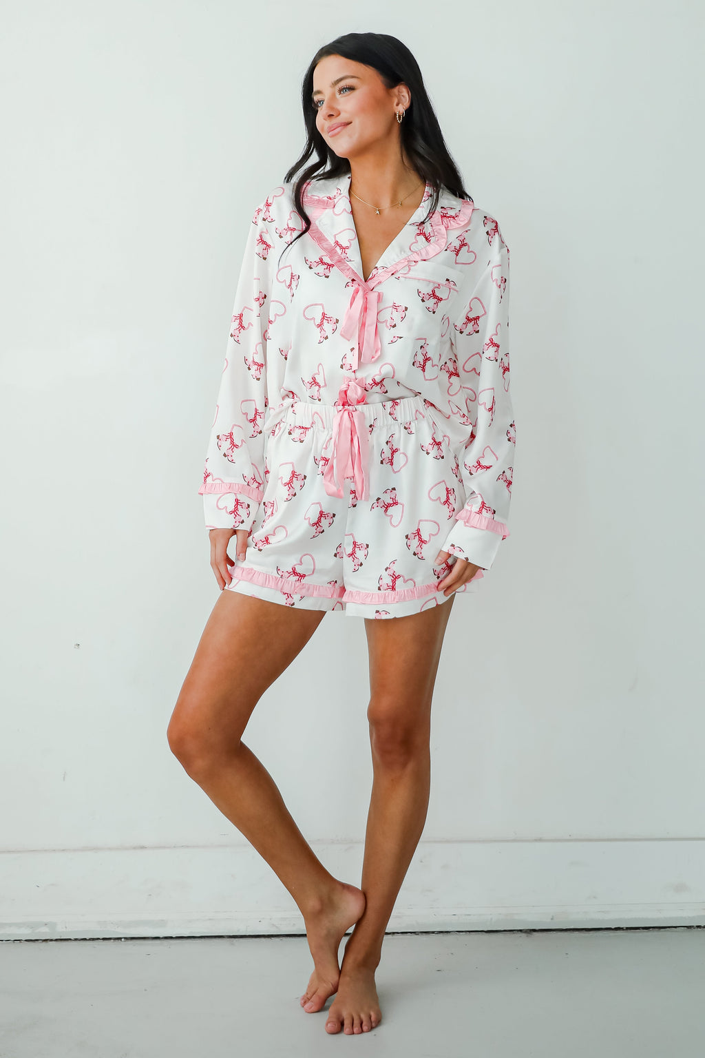 FINAL SALE - Slumber Party White Western Heart Pajama Shorts